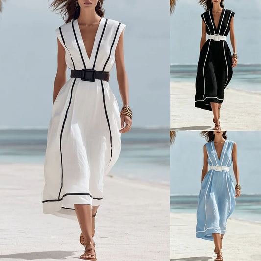 Women's Striped Casual Beach-style Dress