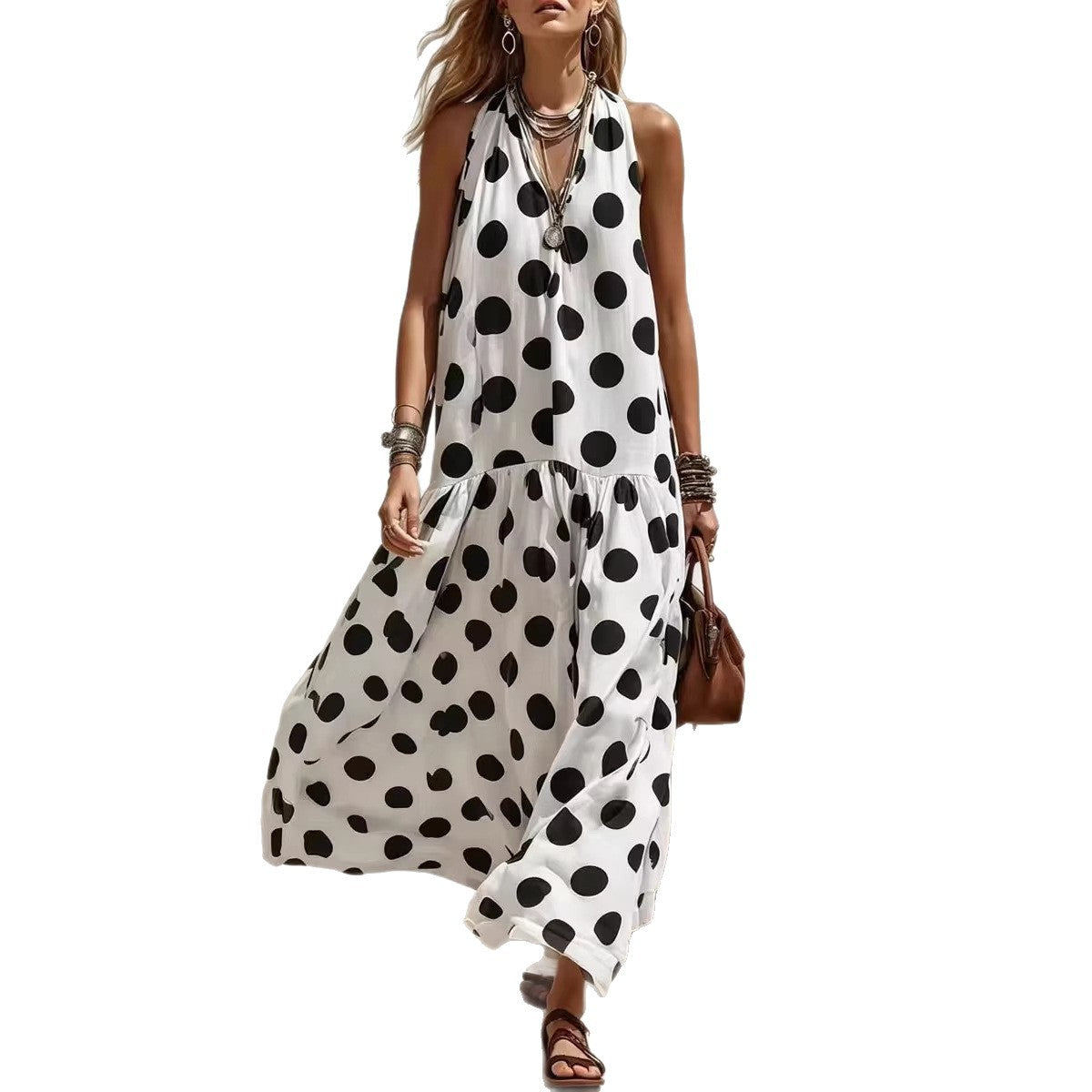 Plus-size Sleeveless Striped Dress